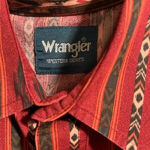 Mens Wrangler Red and Black Western Patterned Shirt